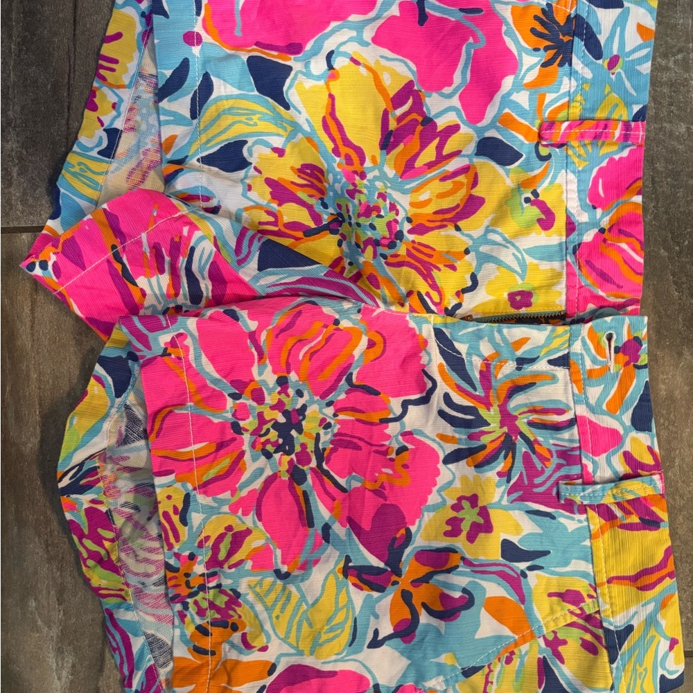 Lilly Pulitzer Bright Floral Pink Yellow Blue Bermuda Shorts